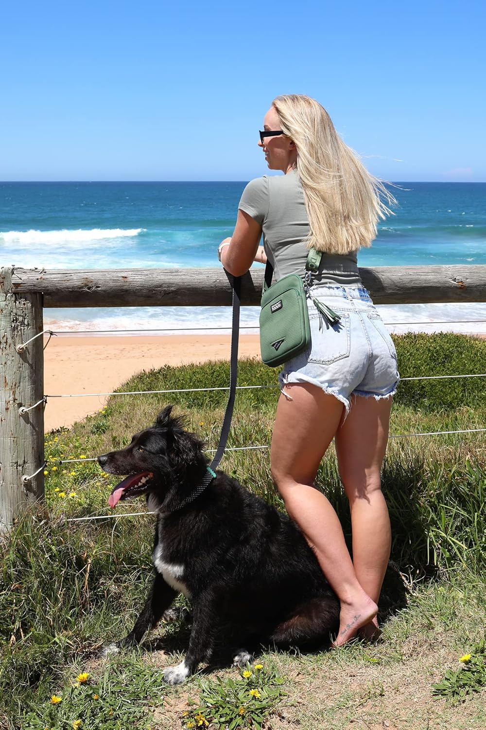 DOOG | Walkie Bag | Adjustable Shoulder Bag with Poo Bag Compartment and Water Bottle Compartment | Neaosport Black (NSWB01) - Green image number 6