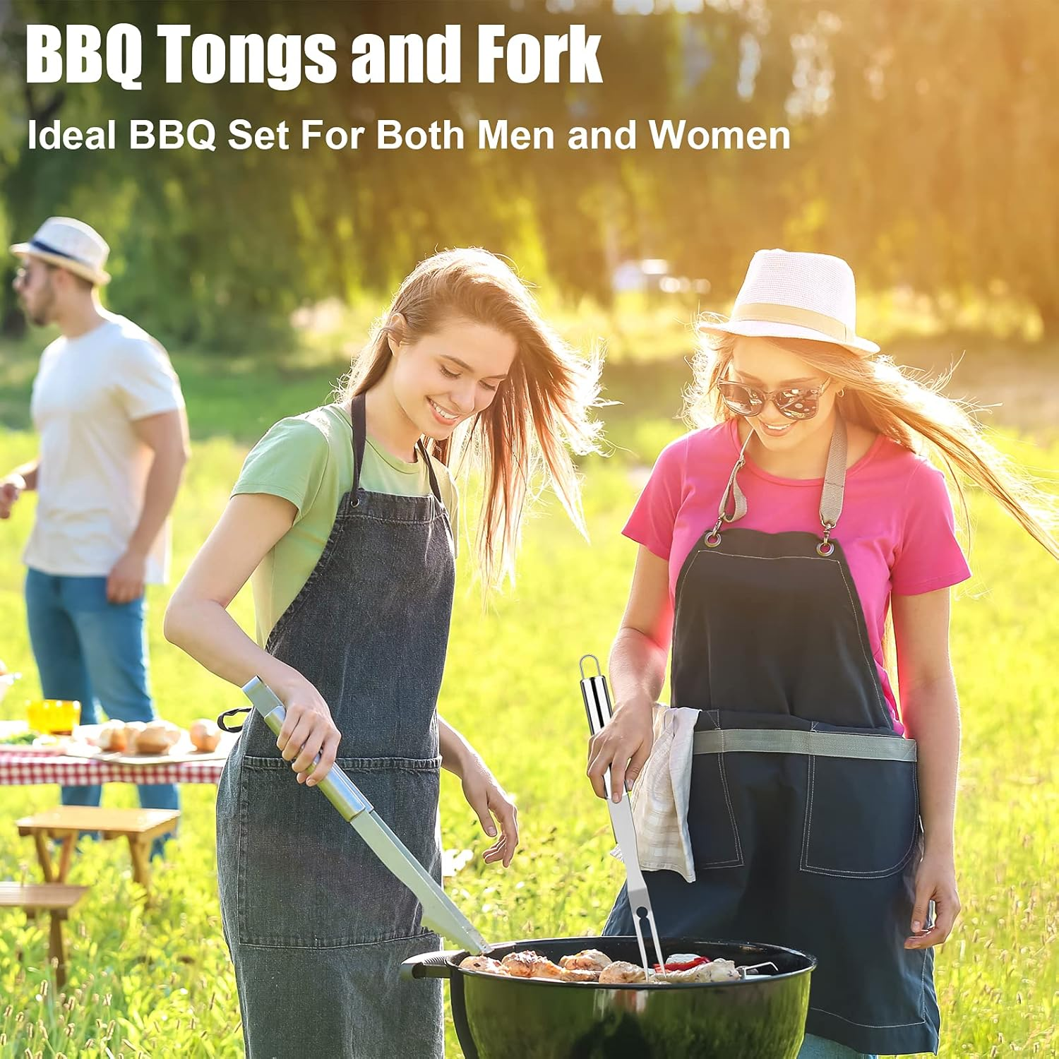 ROMANTICIST 27Pcs Heavy Duty BBQ Tools Gift Set for Men Dad, Extra Thick Stainless Steel Grill Utensils with Meat Claws, Grilling Accessories Kit in Portable Carrying Bag for Camping, Backyard Silver - 2-Black image number 2