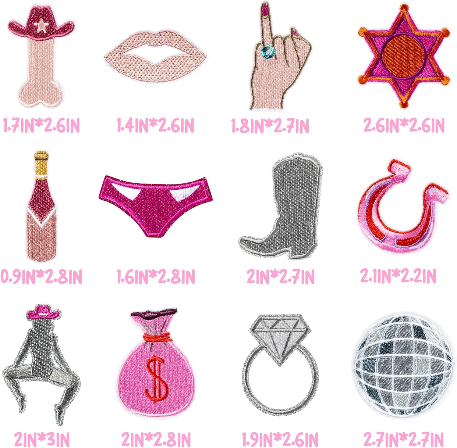 12Pcs Western Disco Cowgirl Bachelorette Iron on Patches for Clothing Sew Embroidered Applique Repair Patch DIY Crafts Decor Gifts Last Rodeo Nashville Party Wedding Bridal Shower image number 2