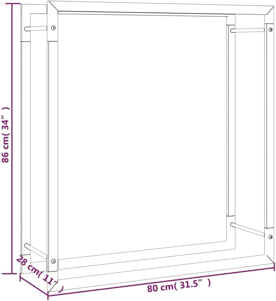 Firewood Rack Stand Heavy Duty Logs Holder for Outdoor Indoor Fireplace Metal Wood Pile Storage Stacker Organizer, Fireplace Log Holder Wood Storage for Porch Patio, Matt Black 80X28X86 Cm image number 5