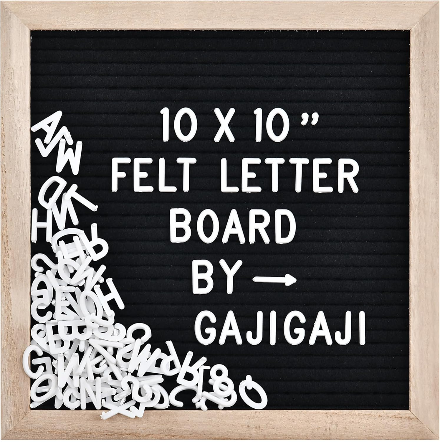 Felt Letter Board with 294 Letters, Numbers, Symbols - 10X10 Inch Changeable Message Board with Wooden Frame Wall Mount (Black)
