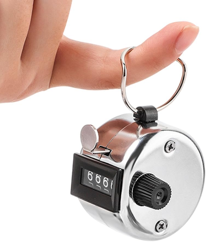 Clicker Counter, Hand Tally Counter Clicker, Metal Pitch Counter with 4 Digit Display and Finger Ring for Golf Stroke, Coaching, Lap, Row Sport, Event Counting image number 6
