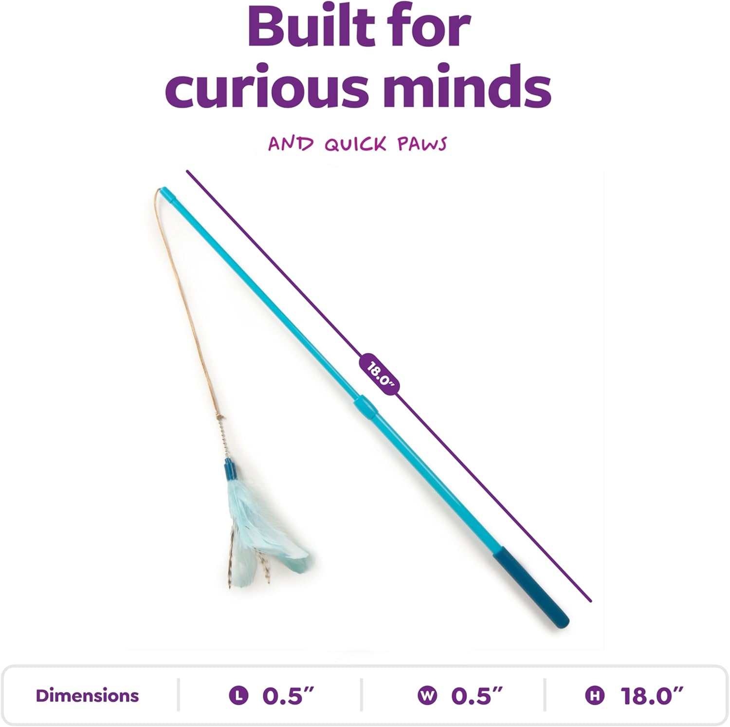 Smartykat Frisky Flyer Feather Wand Cat Toy, Extendable up to 24" - Blue, One Size image number 1