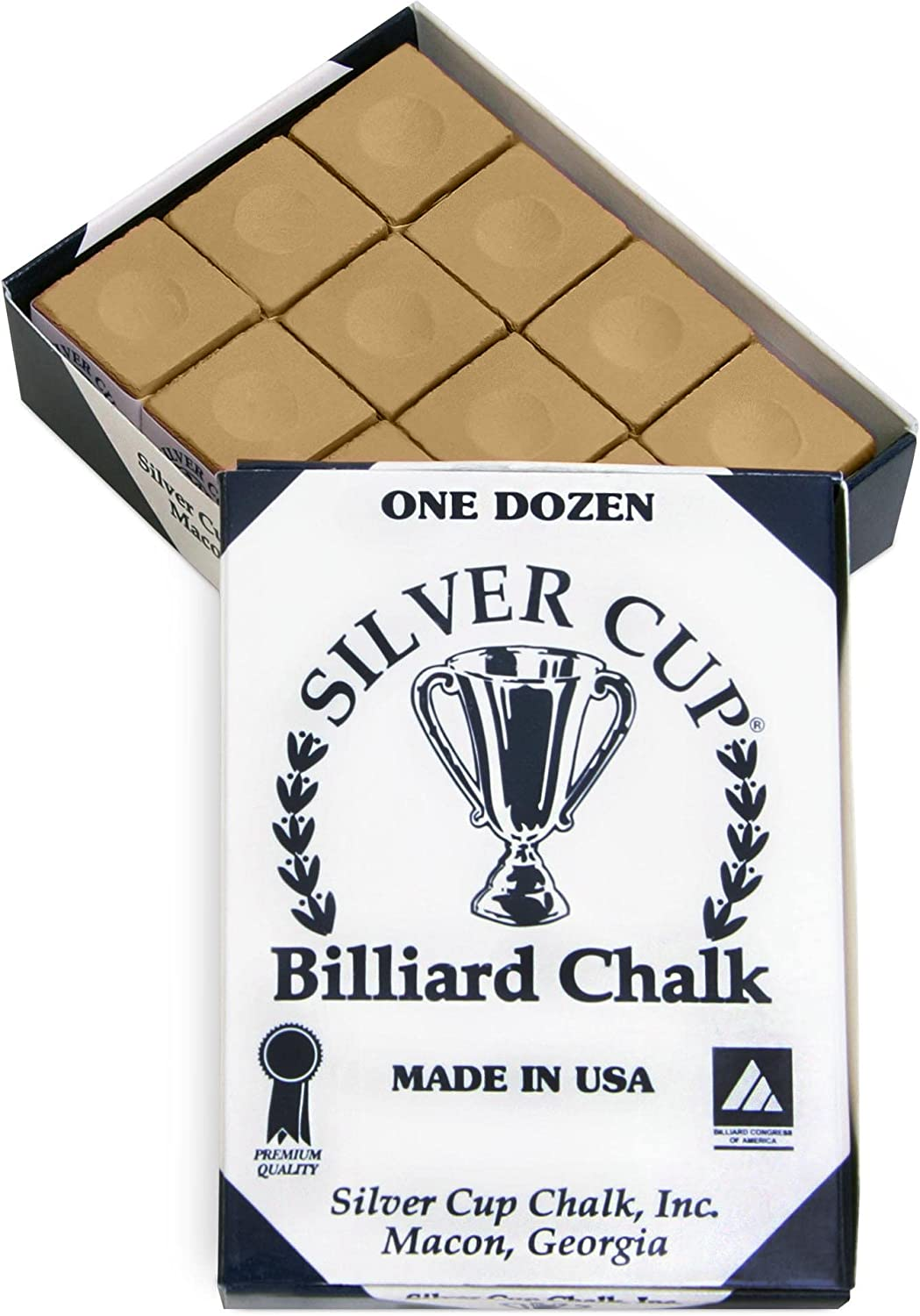 Silver Cup Billiard CHALK - ONE DOZEN