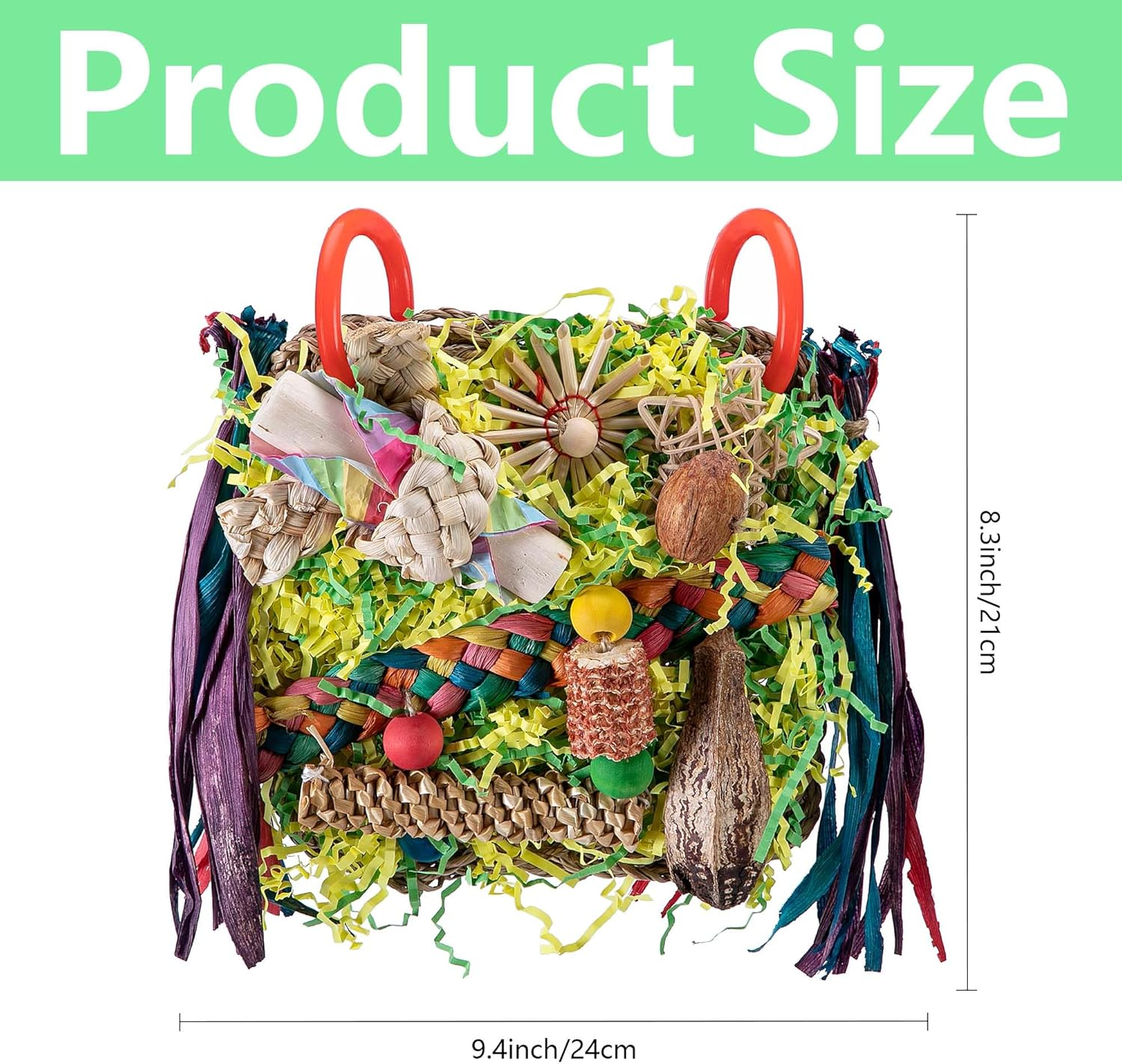 Bird Toys, Parrot Toys Foraging Swing Mat Parrot Cages Hanging Toys, Cockatiels Bird Grass Mat Climbing Wall with Seagrass, Birds Cage Accessories, Lovebird Accessories for Small Birds image number 5