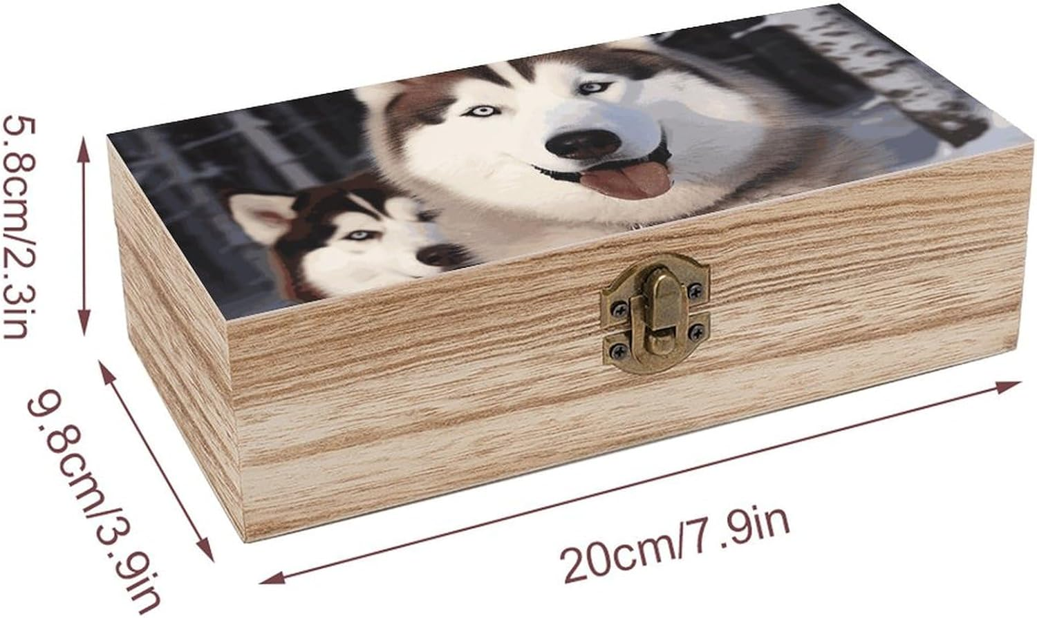 Huskies Wooden Box Wood Wedding Keepsake Boxes with Lids Small Decorative Boxes Lightweight Wooden Memory Storage Box for Crafts Keepsakes Jewelry Photo Letter Storage image number 2