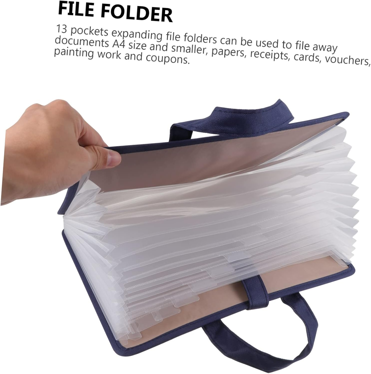 COLLBATH Expanding File Folder Document Bag for Paper Storage Portable Office School Filing Organizer Handle image number 4