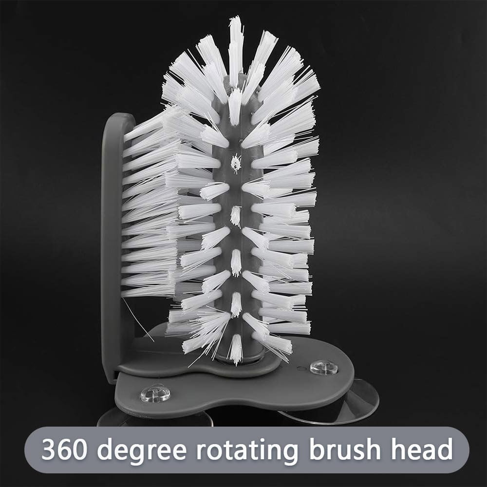 HYAVIA 2 Pack Detachable Suction Cup Glass Brush Cleaner, 360&deg; Rotating Lazy Cup Scrubber for Kitchen Sink, Tea Bar Glass Washer with Dual Bristles for Bottles, Mugs, and Glassware image number 4