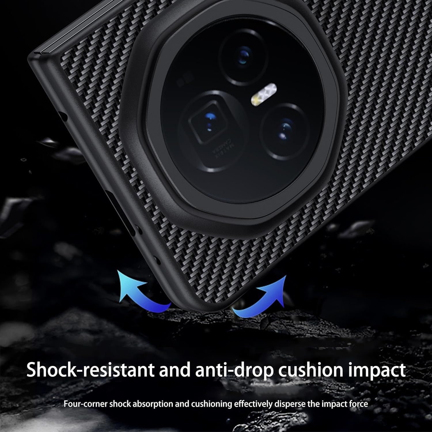 Effcotuo Mobile Phone Case for Honor Magic V3 Case, Ultra Thin Shockproof Case Mobile Phone Case Protective Shock Absorption Fits Honor Magic V3 Case - Black image number 1