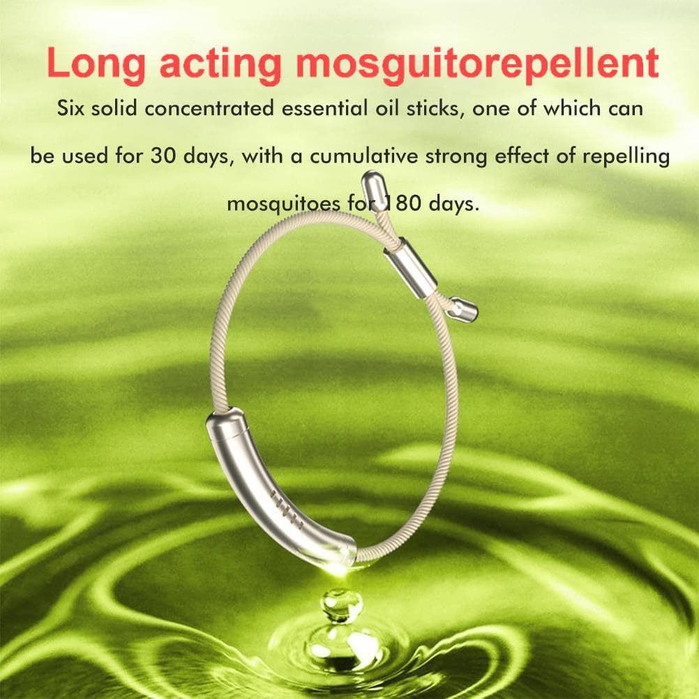 Adjustable Essential Oil Mosquito Repellent Wristband with 6 Replacement Sticks - Ideal for Indoor & Outdoor Use - Magnetic Anti-Mosquito Protection (Champagne Gold) image number 4