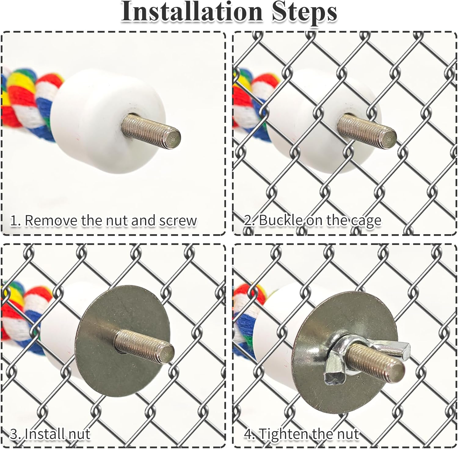 2Pcs Pet Bird Parrot Colorful Cotton, Spiral Cotton Rope Bird Perch, Bird Parrots Toys, Birdcage Swing Toys for Parrot/Parakeet/Cockatiel Bungee Toys 80Cm image number 1