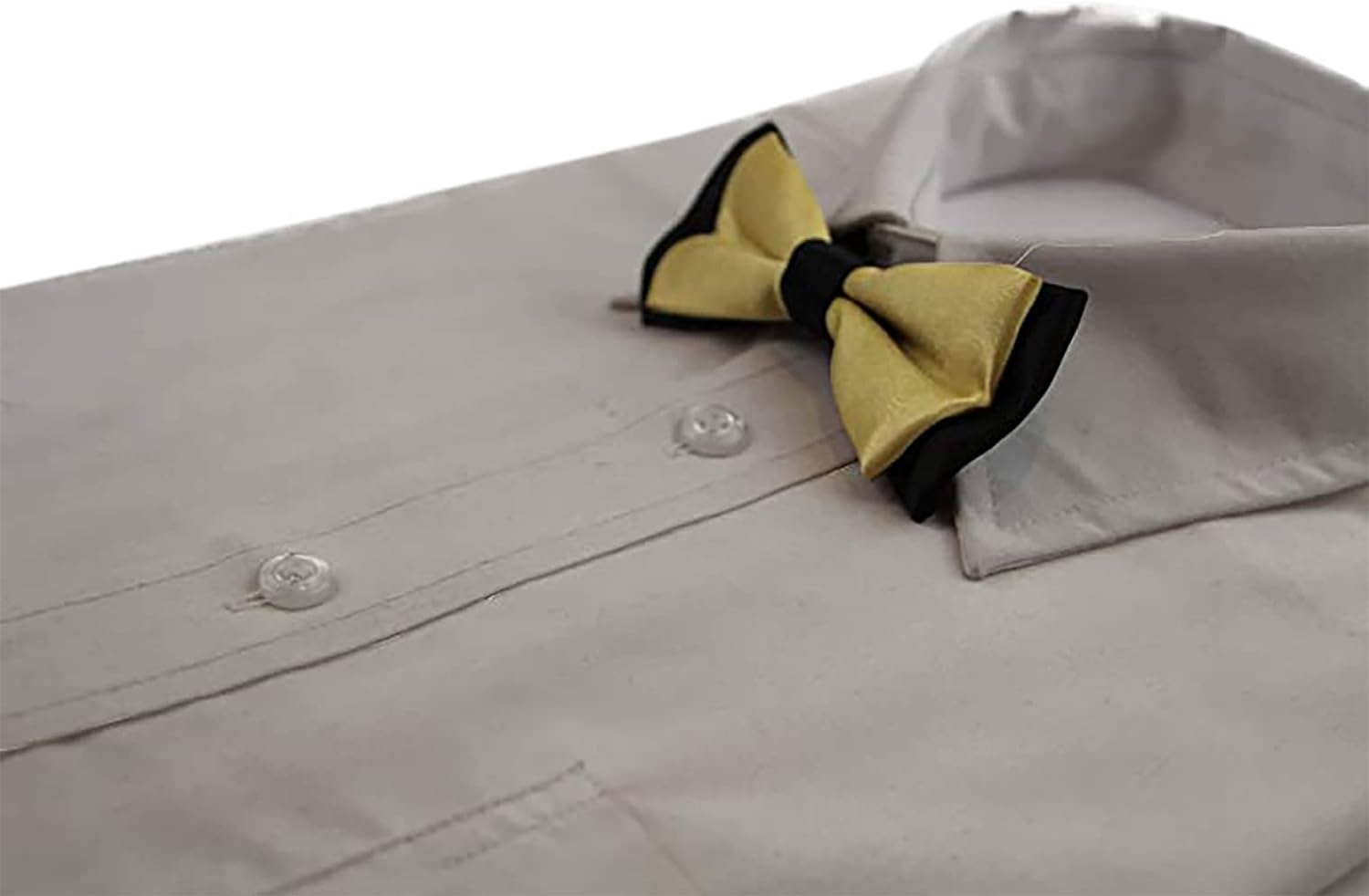 Boys Yellow Gold Two Tone Layer Bow Tie Black, Yellow Gold image number 2