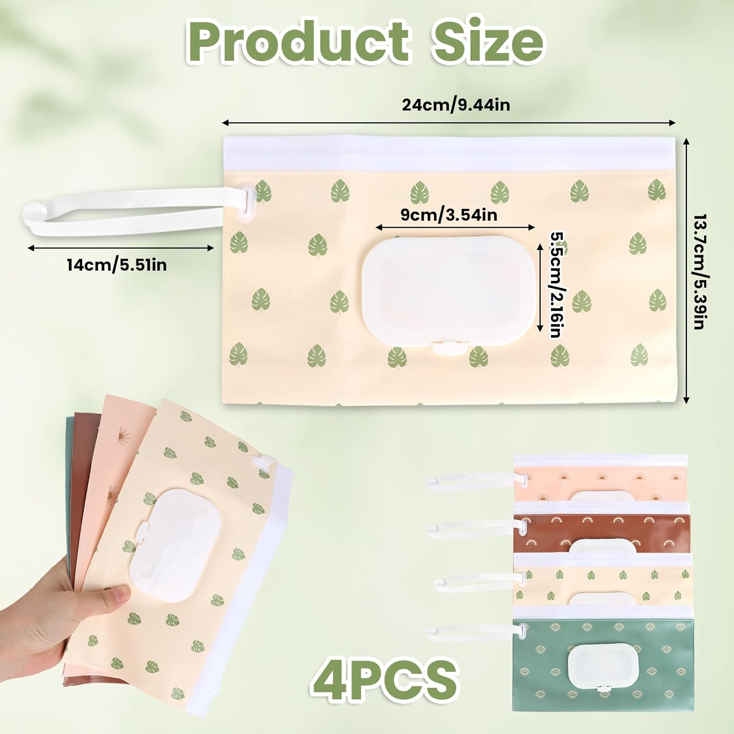 Ozessence 4 Pcs Refillable Wipes Dispenser Holder Case, Portable Refillable Wipe Holder with Lanyard, Leak-Proof Dust-Proof Wet Dispenser for Travel Carry for Baby Diaper image number 1