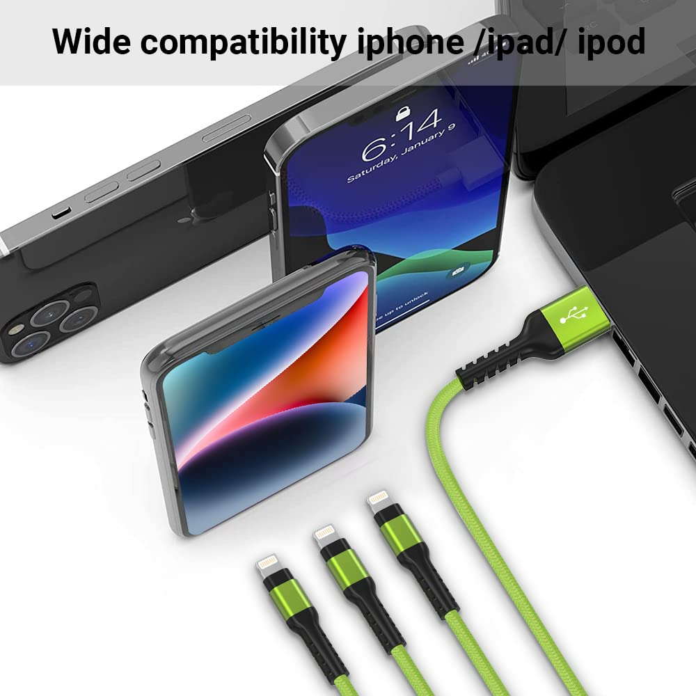 Boreguse 15W USB to Lightning Cable USB Iphone Cable, [3Pack 1M/1M/2M] Iphone Charge Cable, Nylon Braided Lightning Cable, [Mfi Certified] Iphone Cable Compatible for Iphone/Ipad/Ipod image number 2