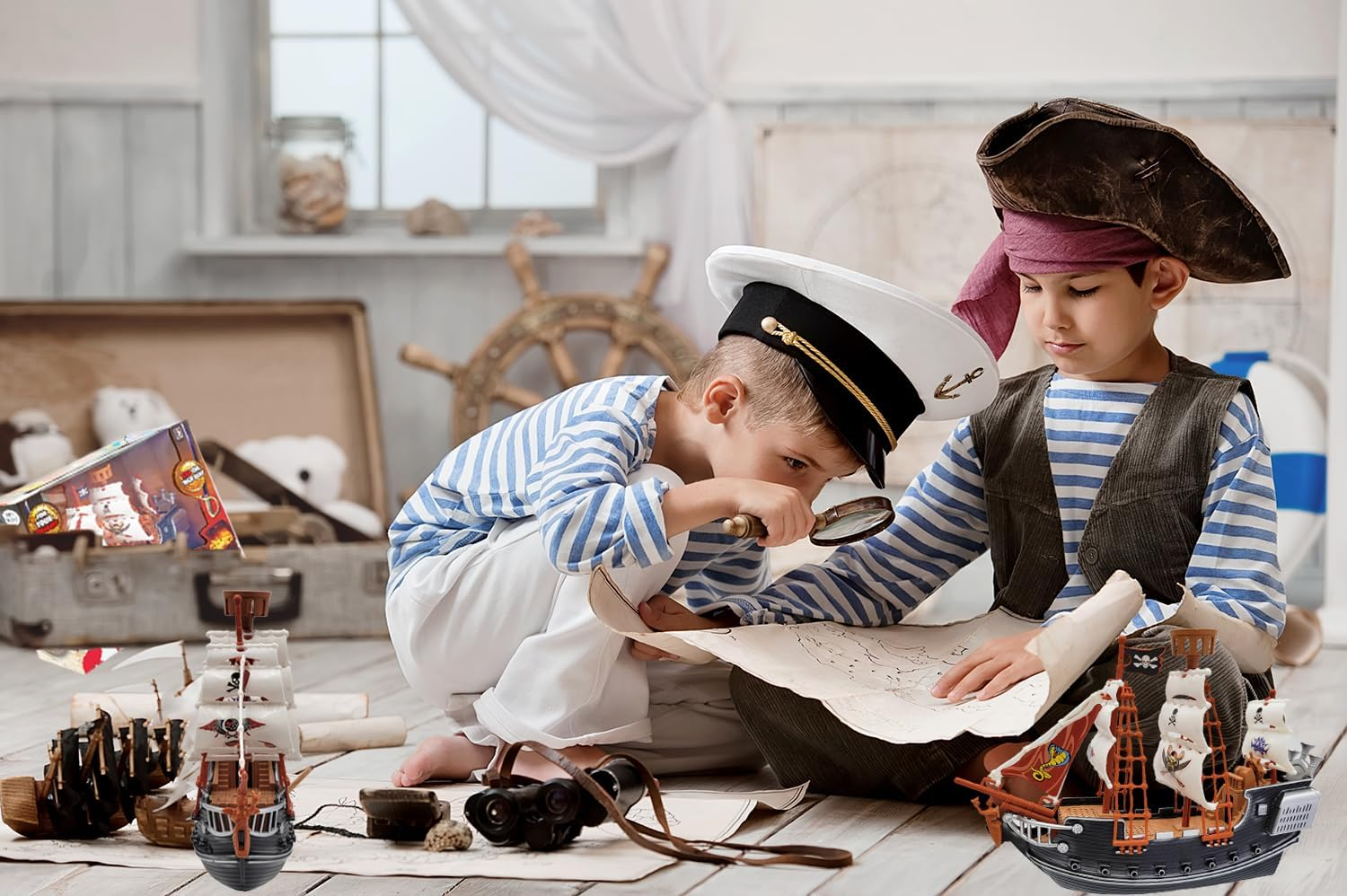 The Dreidel Company Detailed Pirate Boat Ship Adventure Playset, Pirate Fun Toy, Party Favors, 10" image number 5