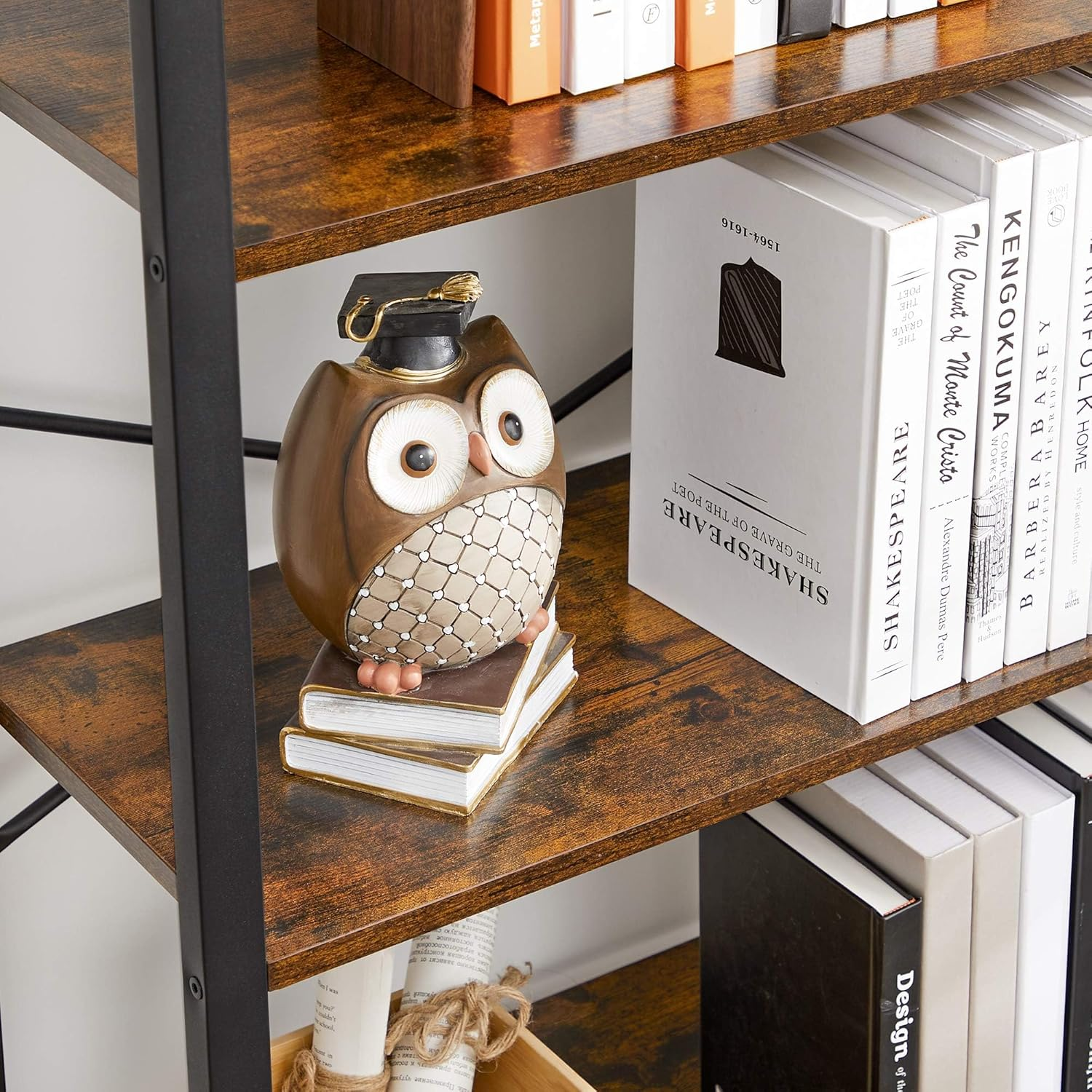 VASAGLE 6-Tier Tall Bookshelf, Large Bookcase with Steel Frame, Deep Book Shelf for Living Room, Home Office, Study, 11.8 X 26 X 73.2 Inches, Industrial Style, Rustic Brown and Black ULLS062B01 image number 5