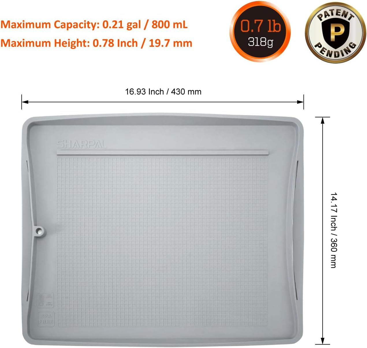 SHARPAL 149H Sharpen-No-Mess Silicone Sharpening Stone & Whetstone Tray, Knife Sharpener Mat with Anti-Slip Textures, Stopper Bar & Basket-Style Handles, 0.21 Gal (800 Ml) Water Storage, Easy to Clean image number 2