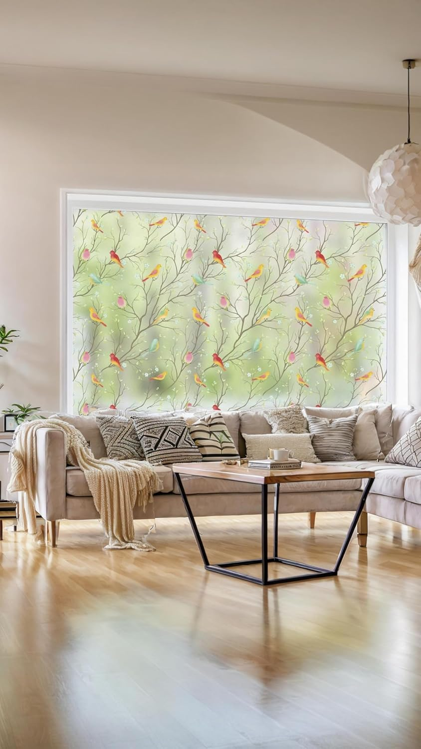 Honwor Stain Glass Effect Privacy Film - Frosted Anti-Glare UV Protection for Windows | Non-Adhesive Static Cling | Home & Office Decor | 17.7X78.7 Inch image number 6