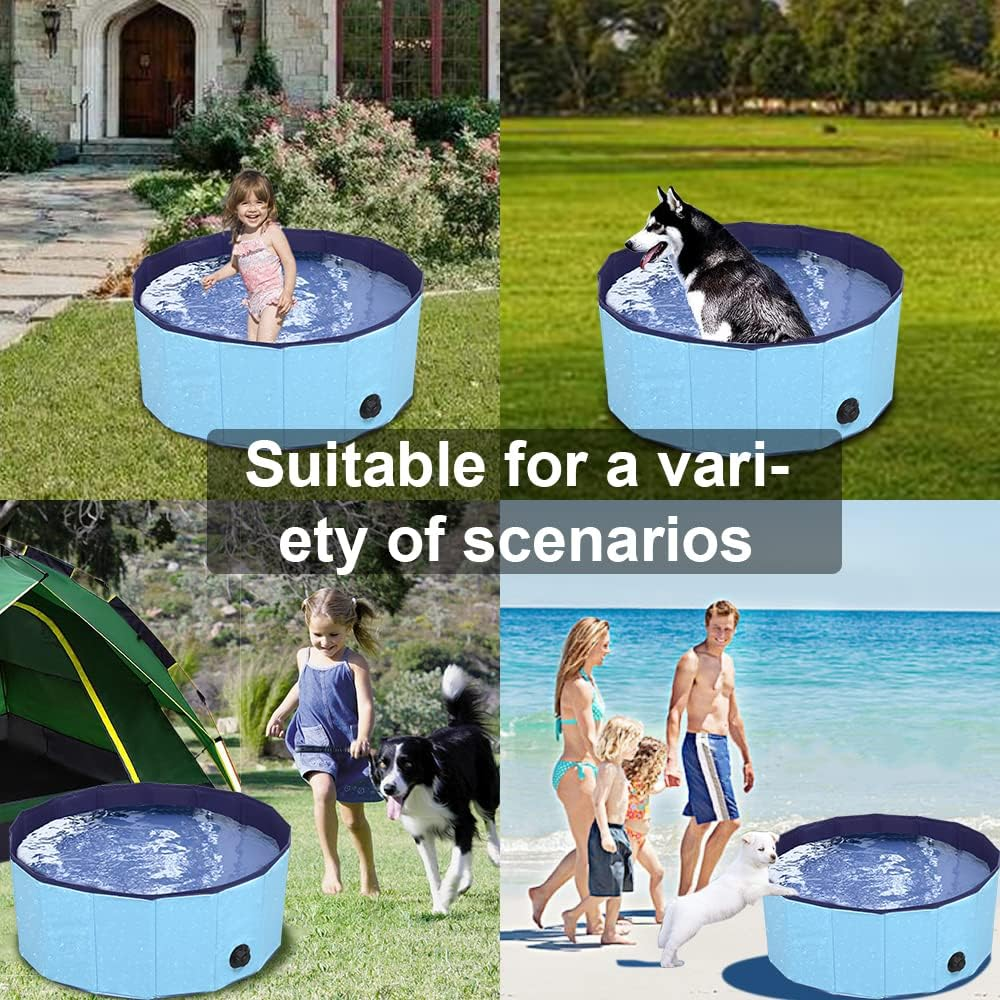 Dog Pool Foldable Pet Pool Dog Swimming Pool Pet Swimming Pool PVC Non-Slip Pool for All Kinds of Pets (32X8In) image number 1