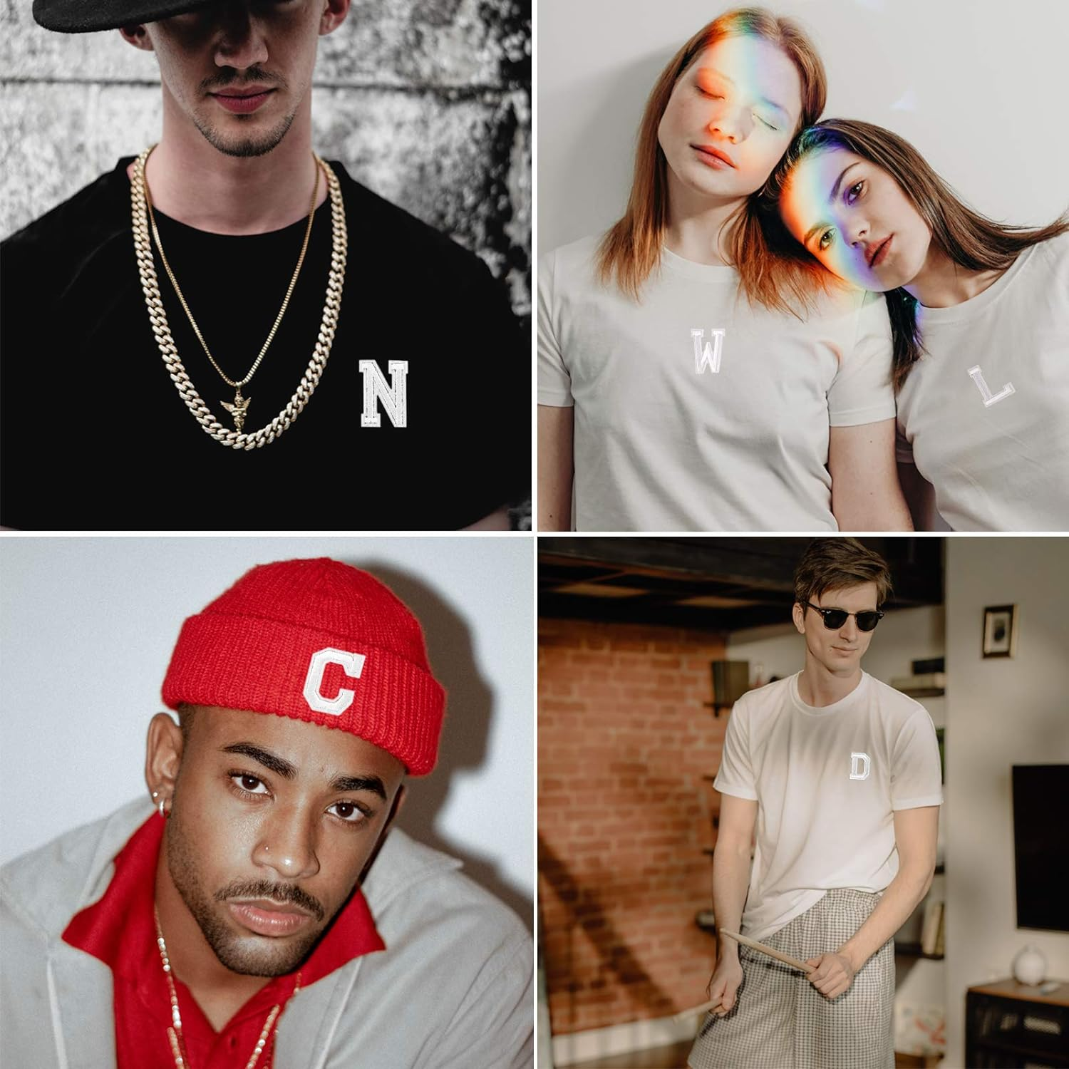 Luter 52Pcs Iron on Letter Patches Alphabet Applique Patches Sew on Appliques with Adhesive Embroidered A-Z Letter Badge Decorative Repair Patches for Hats Shoes Bags Clothing (White) - Blue image number 2