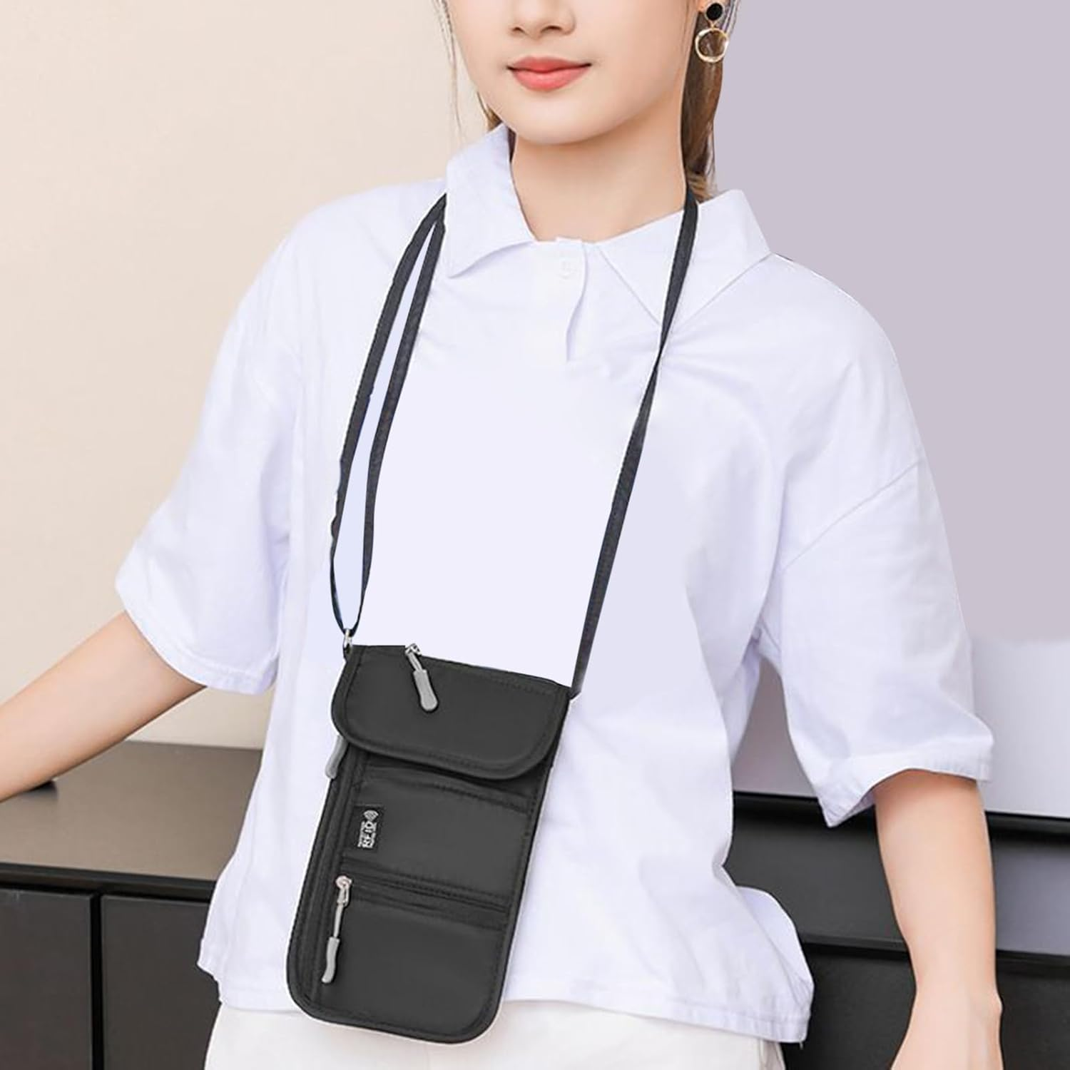 Travel Passport Holder - Travel Passport Bag - Anti-Theft Document Holder Card Carrier for Mobile Phone Commute Running Beach Business Gym Hiking Daily Camping