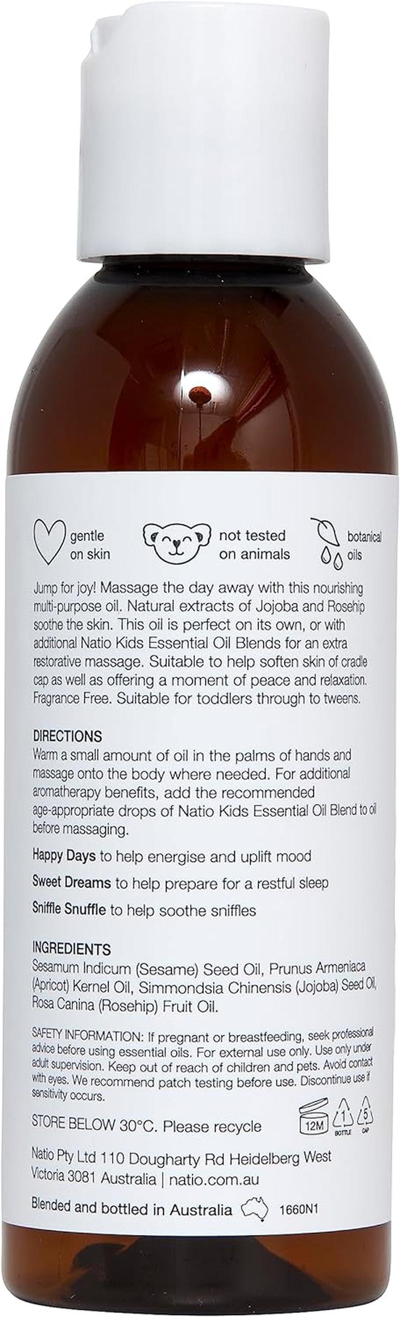 Natio Australia Kids Magical Wonder Oil 125Ml - Nourishing Massage Oil for Toddlers - Nourishing Essential Oil Massage Oil for Kids - Jojoba & Rosehip Oil - Made in Australia