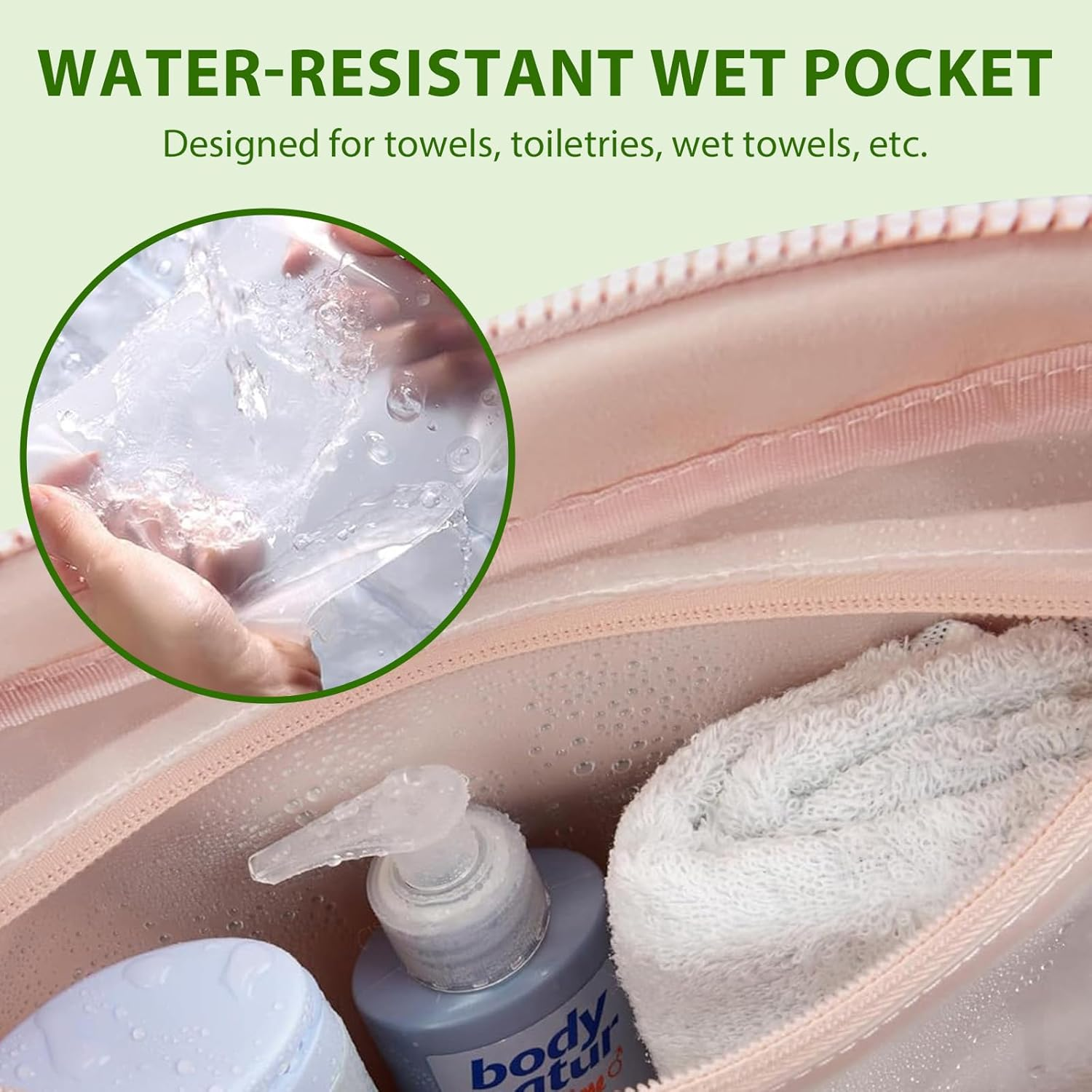 Gym Bag for Women, Duffle Bag for Travel with Wet Pocket, Lightweight Carry on Weekender Duffel (Beige) - Pink image number 4