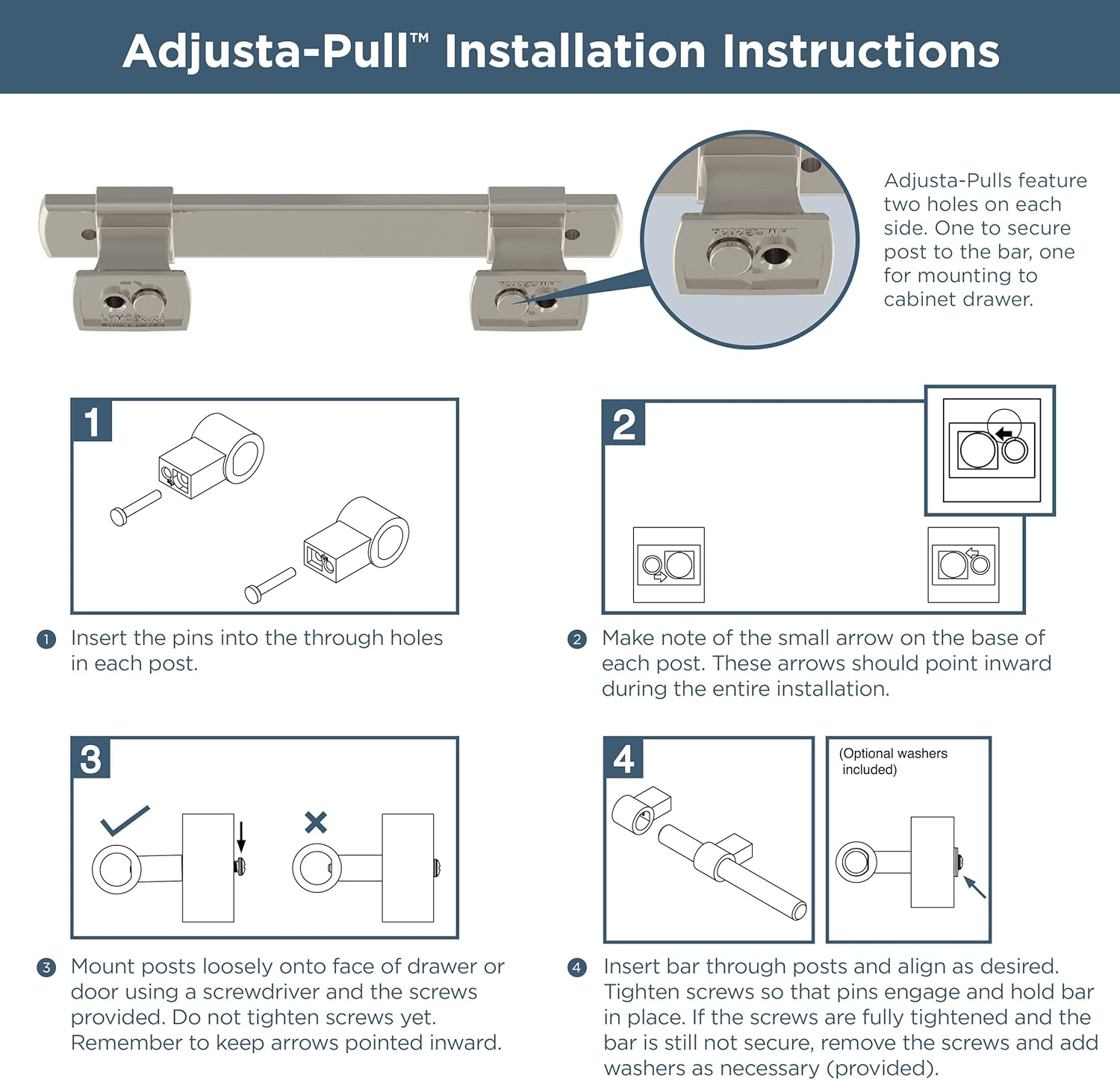 Franklin Brass Adjusta-Pull Chamfered Edge (5-Pack) Adjustable Drawer Pulls/Cabinet Handles 1-3/8" to 6-5/16" Hole Center Modern Gold Hardware Kitchen Door, Drawers, Dressers, Furniture P49107-117-B image number 2