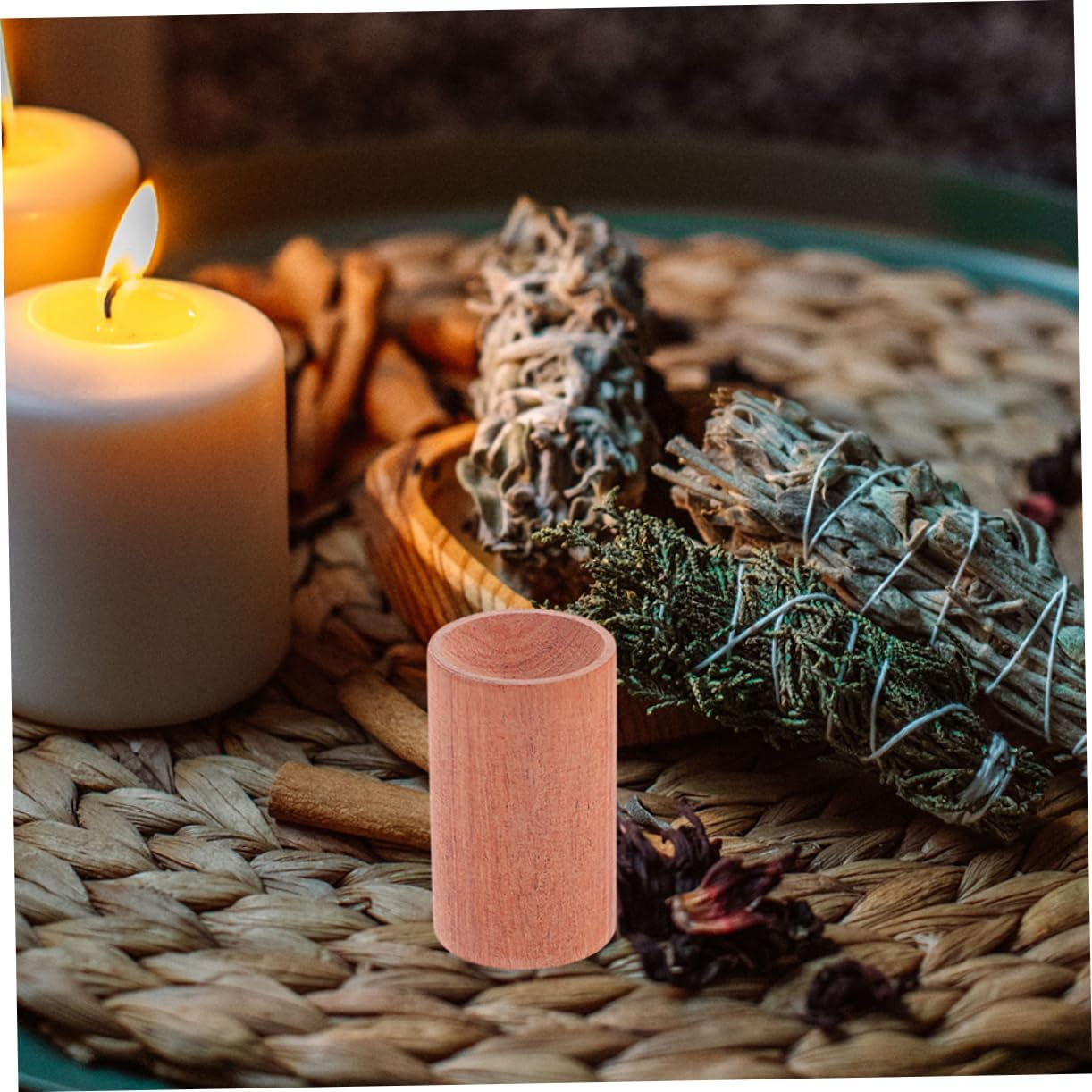 DECOMELODY 4Pcs Aromatherapy Essential Oil Base Holder Mini Wood Display Stand for Scent Diffuser Home Fragrance Stand image number 6