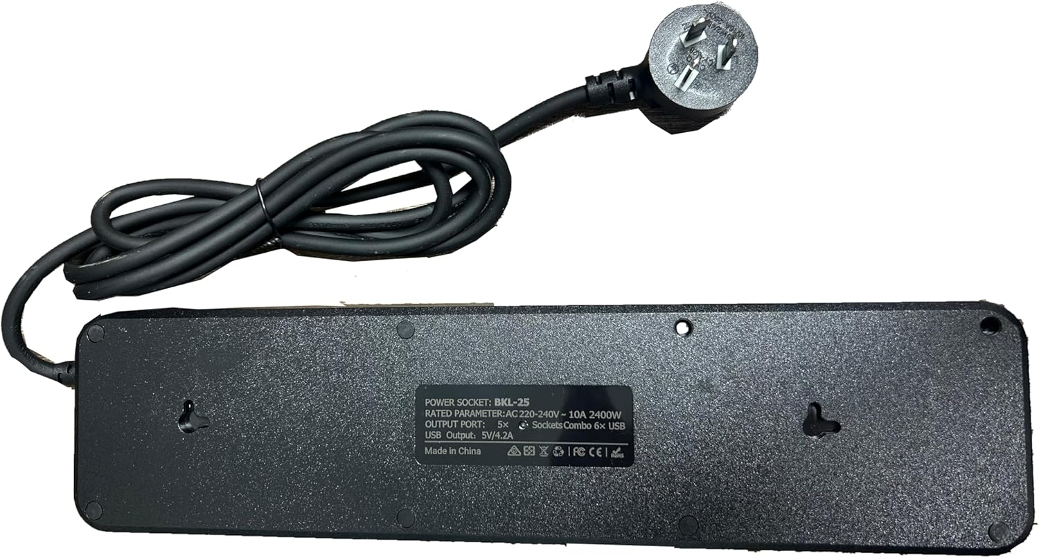 BOCHLION Power Strip with Independent Switch, Surge Protector Power Strip with 6 USB Ports, 1.8 Meter Extension Power Strip, Suitable for Wall Mounting in Home Office. (Black) image number 6