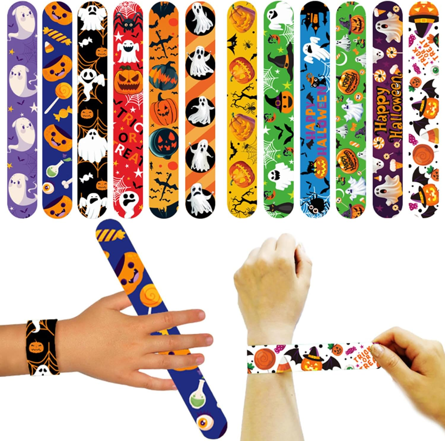 36Pcs/Pack Halloween Slap Bracelets Halloween Party Favors Friendship Bracelets Bulk for Party Supplies Snap Bracelet - Basketball image number 7