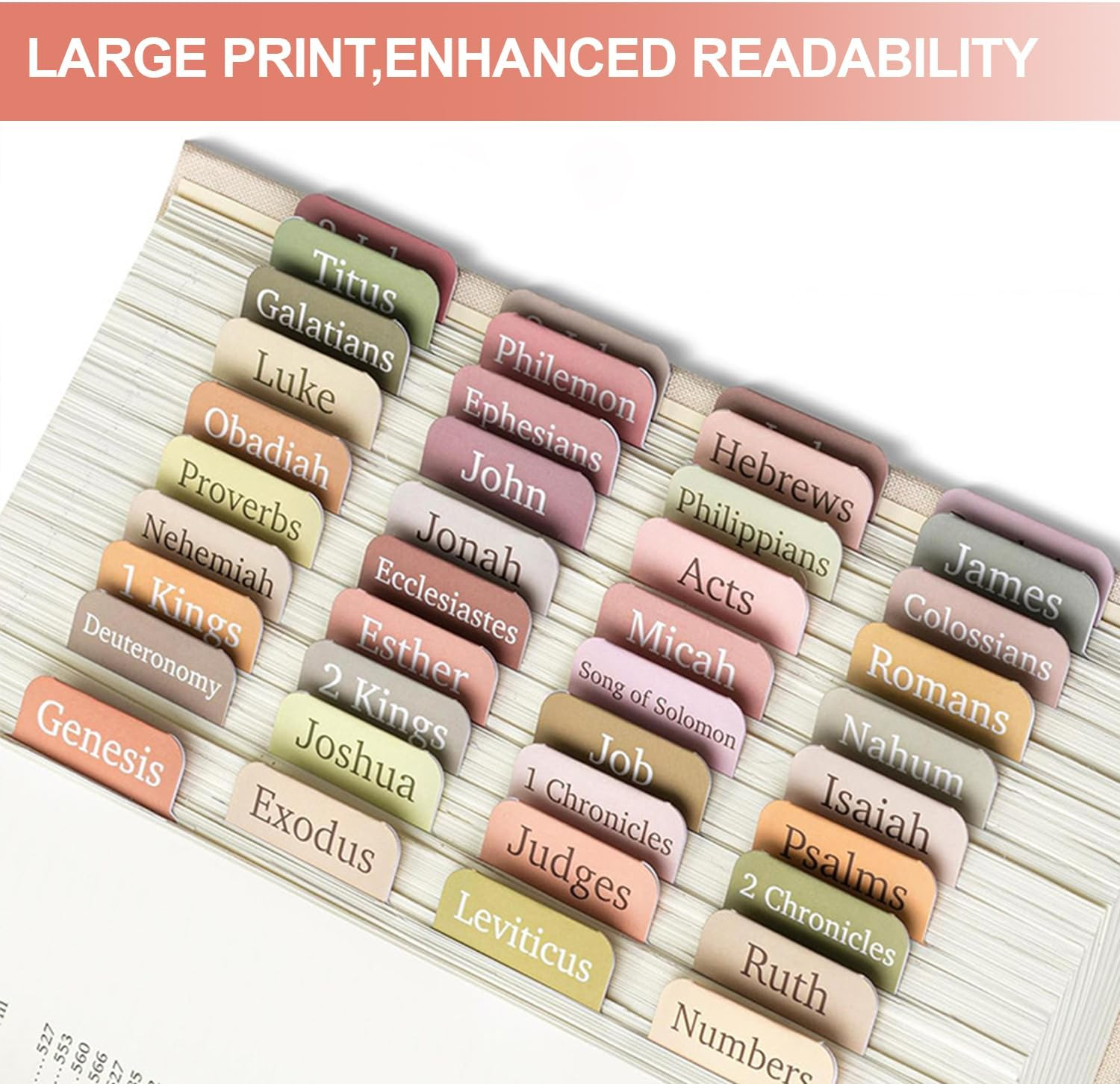 Boho Theme Laminated Bible Tabs, 75 Tabs for Women and Men, Bible Tabs for Study Bible, Bible Index Tabs, Bible Book Tabs, Bible Labels Tabs, Bible Tabs (Morandi) image number 4