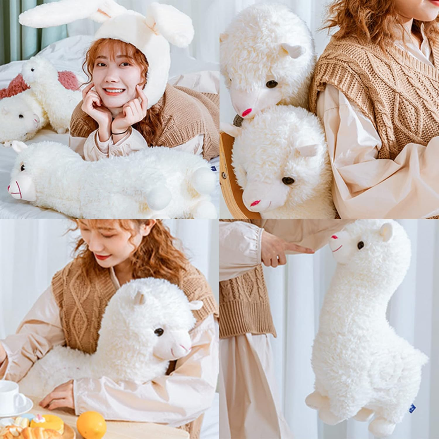 18 Inch Alpaca Plush Hug Pillow, Soft Llama Stuffed Animal Plushie Stuffed Llama Alpaca Plush Pillow, Large Soft Fluffy Cushion(White) image number 4