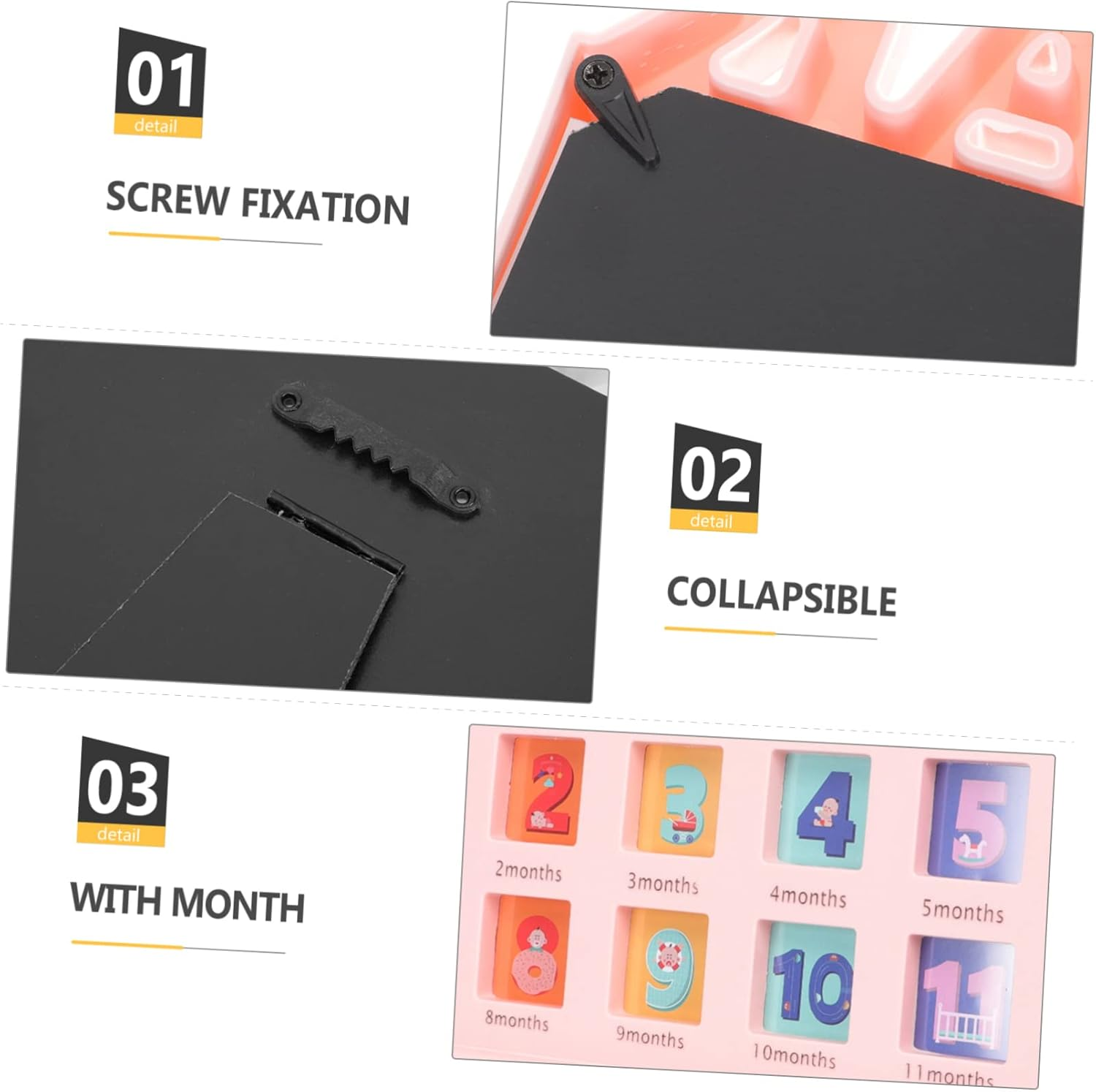 Growth Record Photo Frame Month Milestone Collage for Newborn Pictures Durable Modern Design First Year Memories image number 4