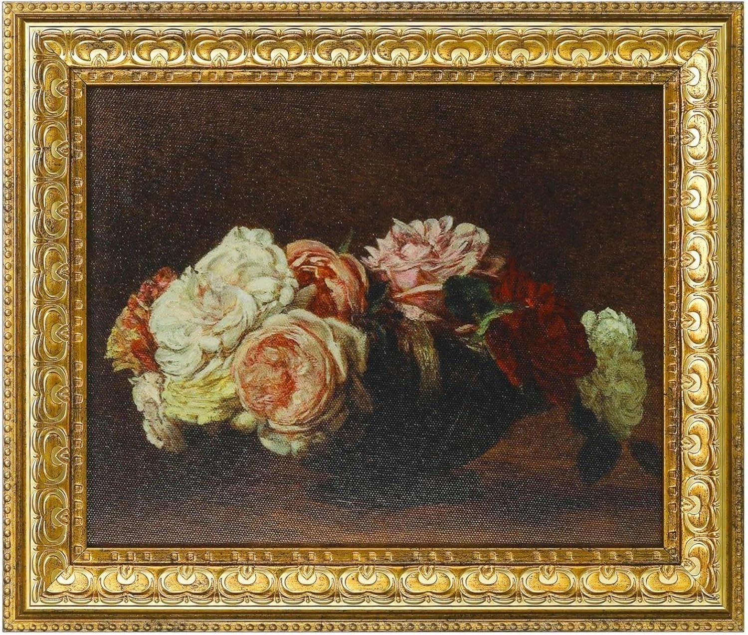 VIOLABBEY Wall Art Framed Gold, Moody Floral Dark Academia Decor, Pink Vintage Oil Painting Flowers Print Botancical Canvas, Retro Aesthetic Artwork for Living Room Bedroom Office Hallway, 8X10 Inch image number 5