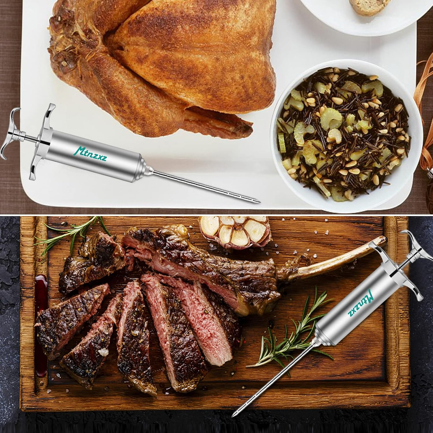 Marinade Injector Syringe and Brushes Set, Meat Injector Syringe with 3 Professional Marinade Injector Needles, Creates Tender Meat & Poultry Flavors, for BBQ Grill Smoker & Turkey & Brisket image number 5