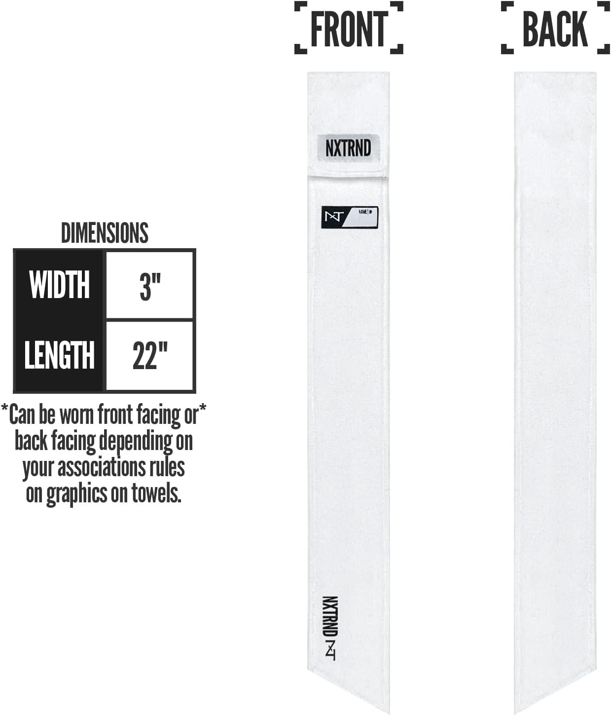 Nxtrnd Streamer Football Towel, Thin Sports Towel, Dries Hands & Football Accessories (White) - Black image number 6