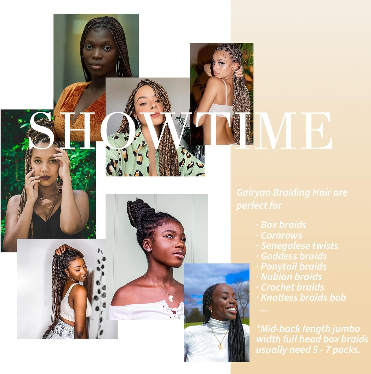 Gairyan Braids Extensions Braiding Extensions Synthetic Hair for Braiding 1 Piece 100 G 24 Inches Jumbo Braiding Hair Ombre Synthetic Box Braid Hair Extensions Braids Afro for Crochet Twist (Dark Blonde) image number 1