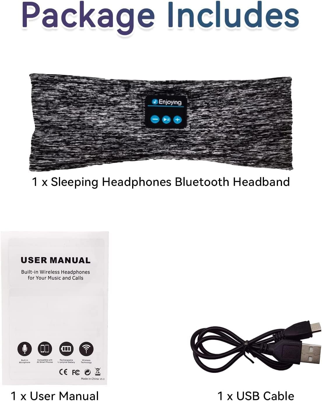 Sleeping Headphones Bluetooth Headband, Wireless Headband Headphones Sports Headband with Ultra-Thin HD Stereo Speakers for Gift, Sleeping, Workout, Jogging, Yoga, Beauty, Insomnia, Travel, Meditation image number 2