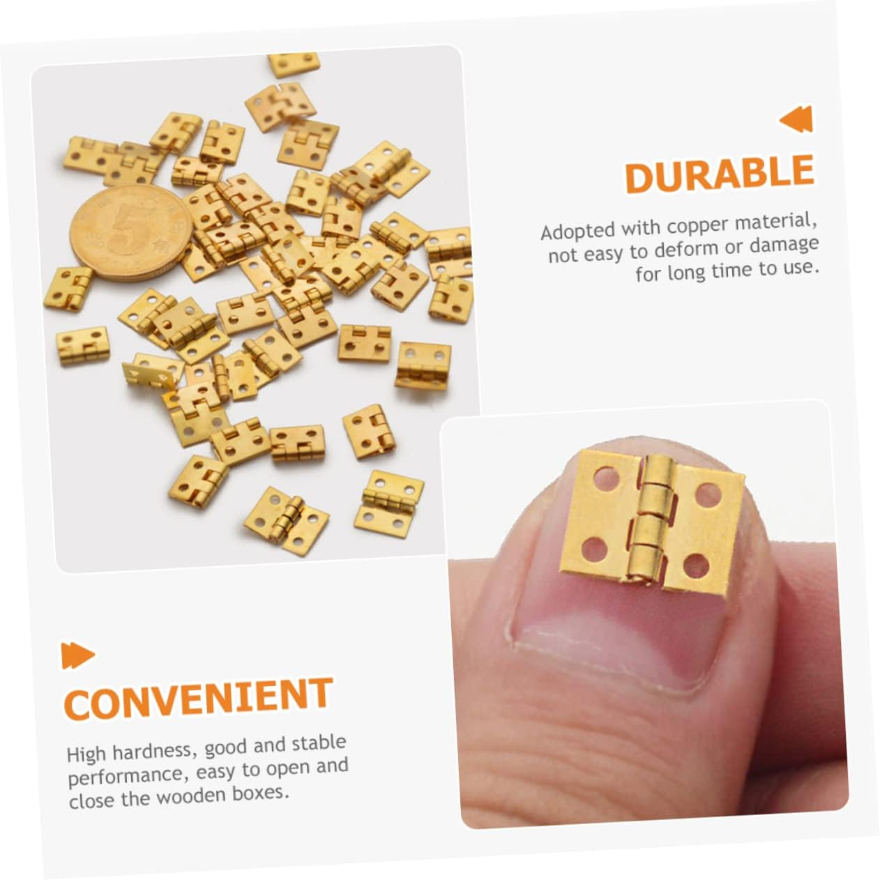 HOMSFOU 30 Pcs Box Mini Hinge Hinges for Kitchen Cabinets Miniature Dollhouse Accessories Furniture Mini Miniature Hinges for Crafts Minatures Crafts Copper Piano Small Hinge image number 1
