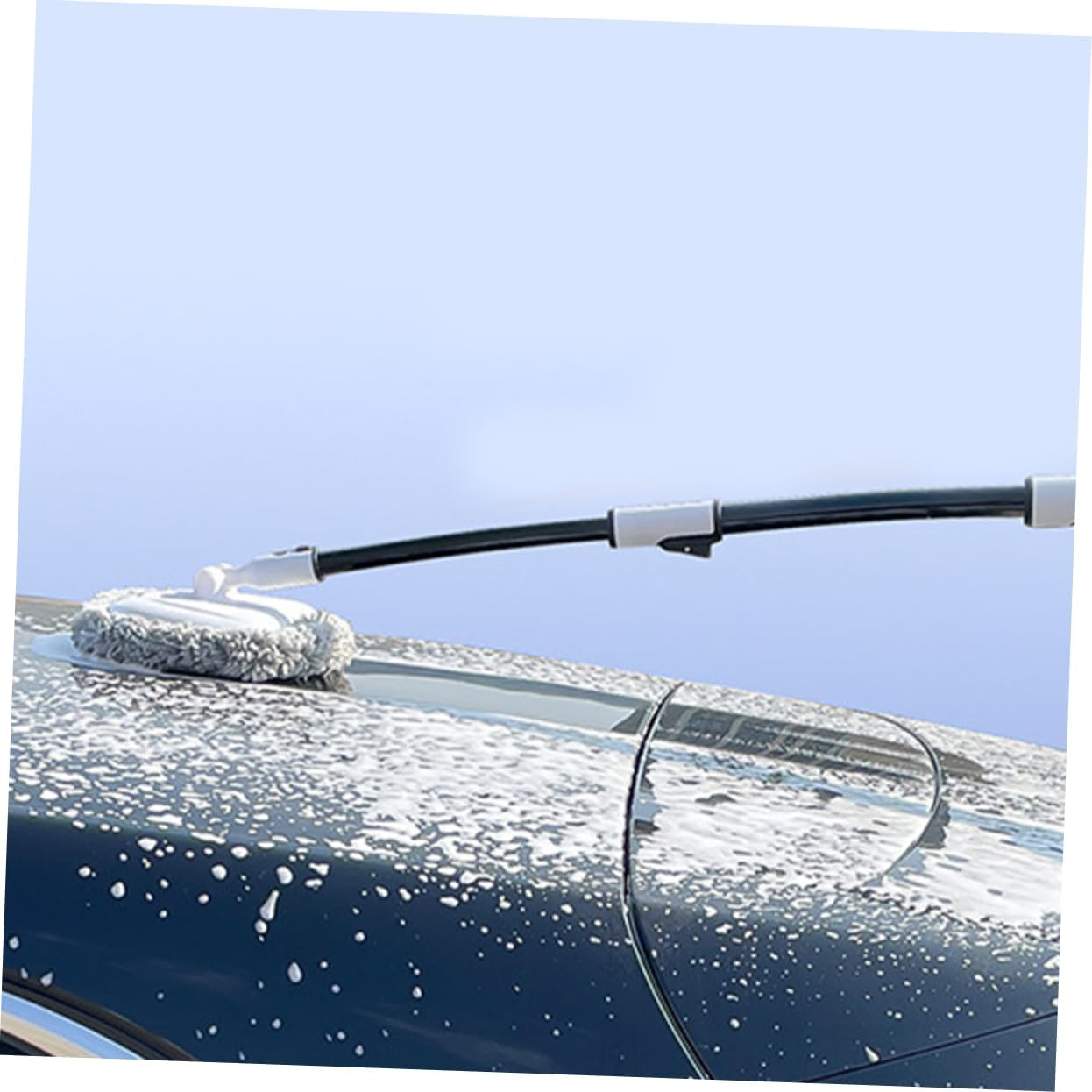 GRIRIW Telescopic Car Wash Brush with Curved Soft Bristles, Long Handle Mop for Rv Truck Boat Cleaning, Extendable 3-Section Car Exterior and Interior Care Tool for Automotive Detailing image number 2