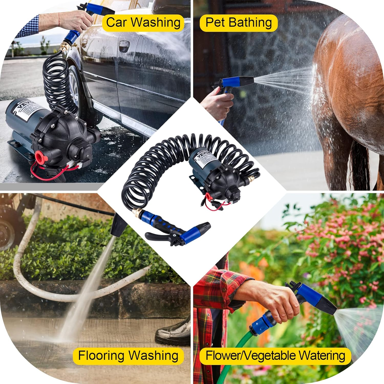 VEVOR Washdown Pump, 5.5 GPM 70 PSI, Max. Self Priming Water Pump, with EPDM Valve, Universal Salt Water Strainer & Female/Male Thread, for RV, Marine Deck, Yacht image number 2