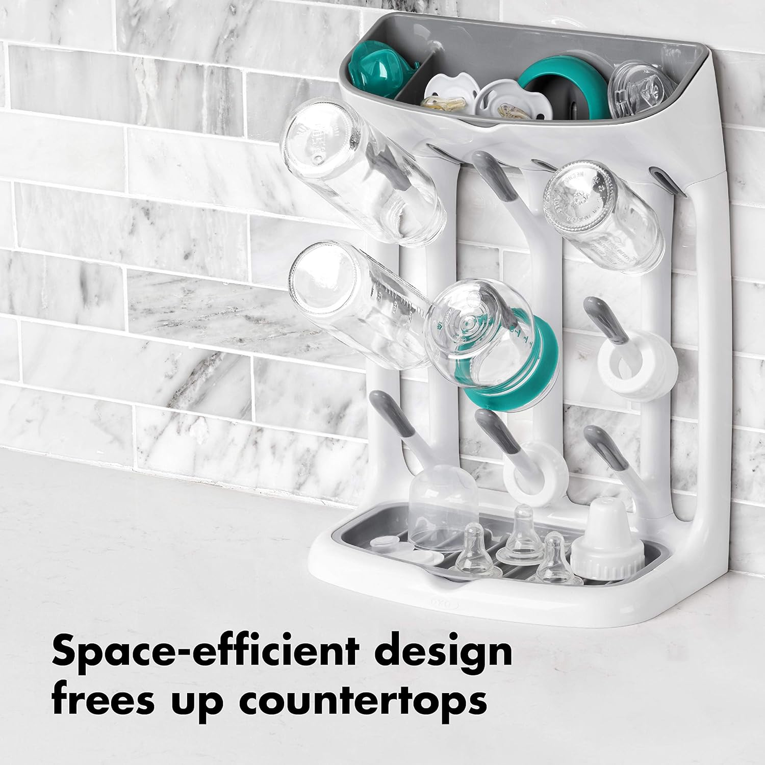 Dsocool Vertical Baby Bottle Drying Rack, Space Saving Countertop Drying Rack Baby Bottle Accessory, Gray image number 2