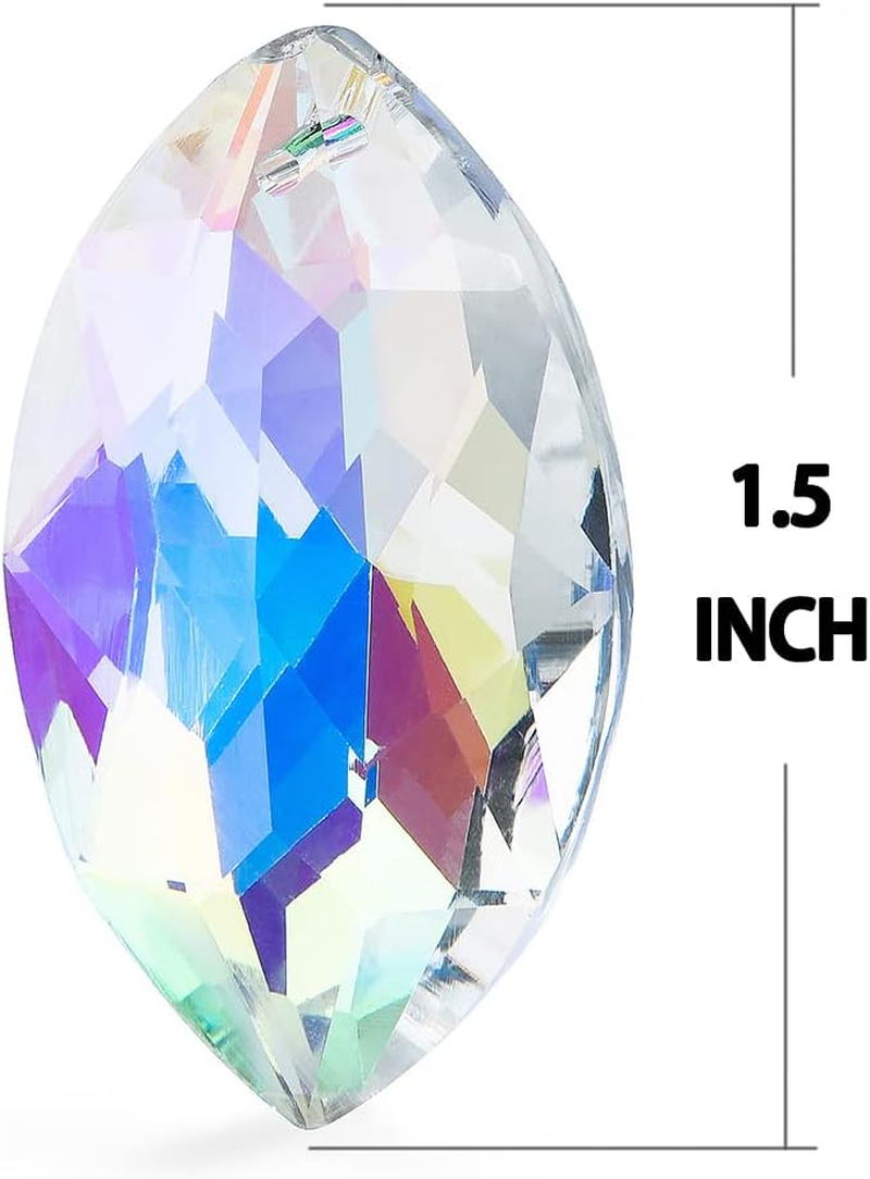 Loveunited 10Pcs Crystal Pendants 1.5"/38Mm AB Oval Suncatcher - Hanging Crystals Prisms for Windows, Fengshui, Hanging Ornament for Decoration, Chandelier Crystals Replacement image number 1