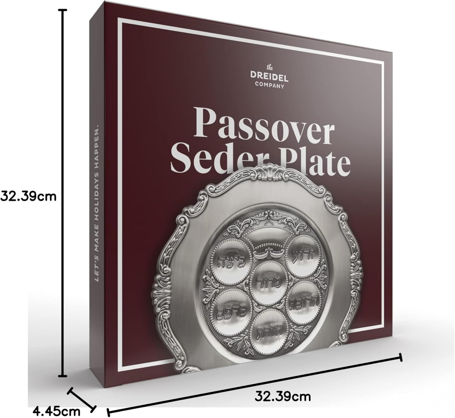 The Dreidel Company Lowest Priced Traditional Passover Seder Plate 12", Traditional Judaica Passover Seder Plate, Kaarah for Pesach (Single, Traditional Pewter) image number 5