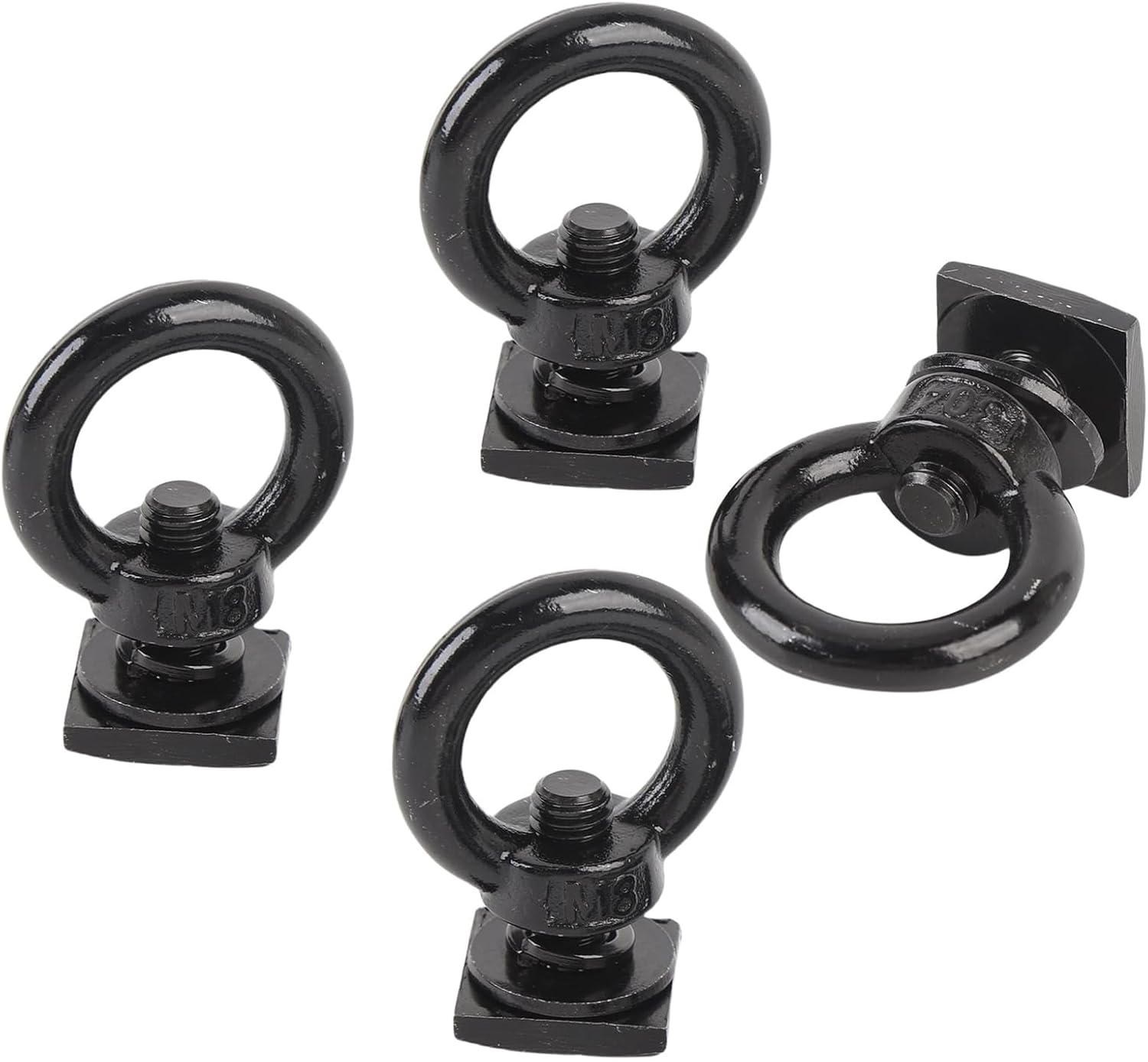 Fokmuaex 4PCS Heavy Duty M8 T Track Tie down Anchors - Stainless Steel T Slot Mount Rings for Roof Racks, Securing Bungee Cords, Ropes & Hooks (Black) image number 6