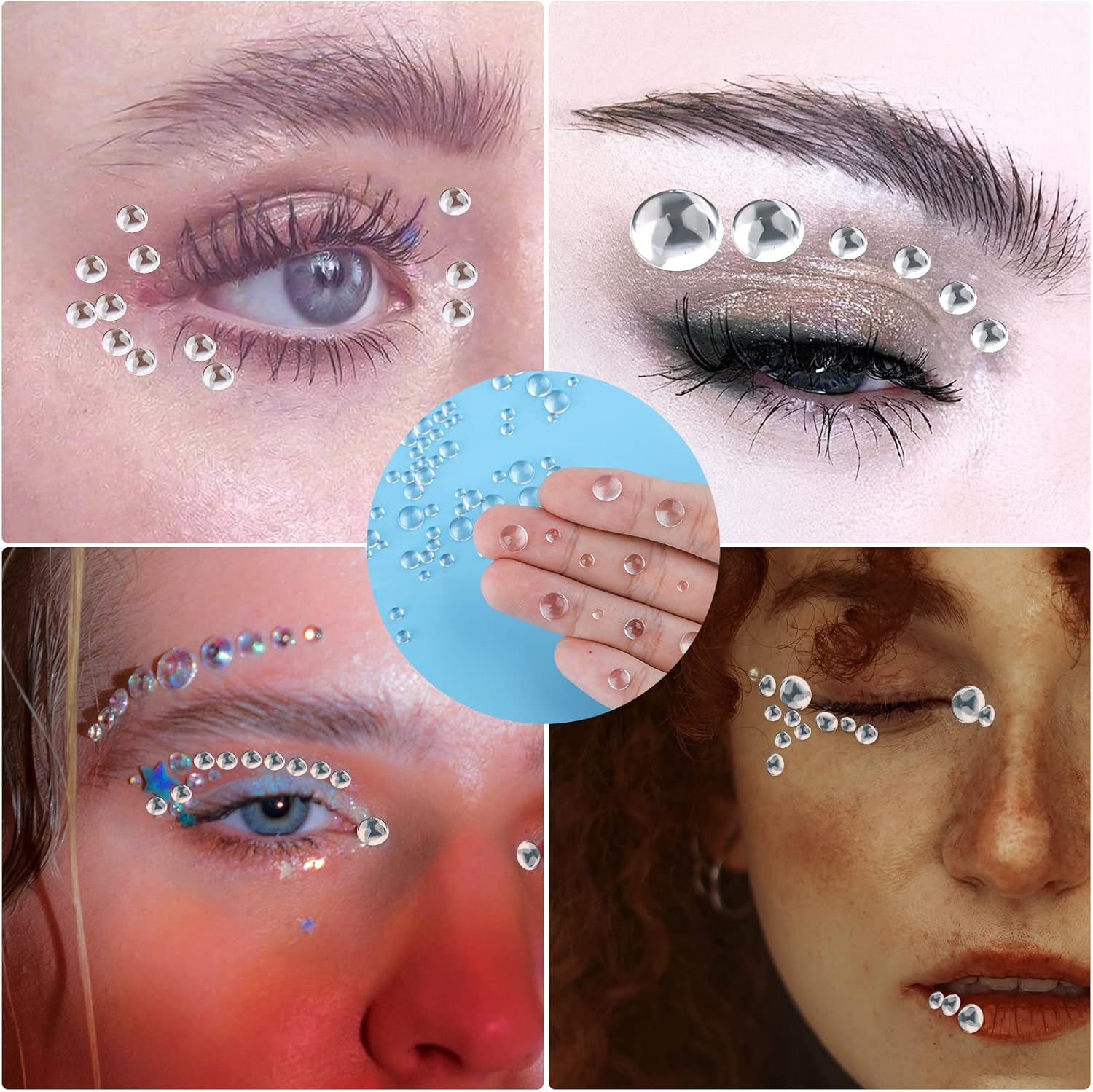 SAVITA 1050Pcs Clear Water Droplets, Simulation Dew Drop Beads Clear Half round Beads Scrapbooking Resin Embellishments for DIY Crafts Card Making Decor Accessories