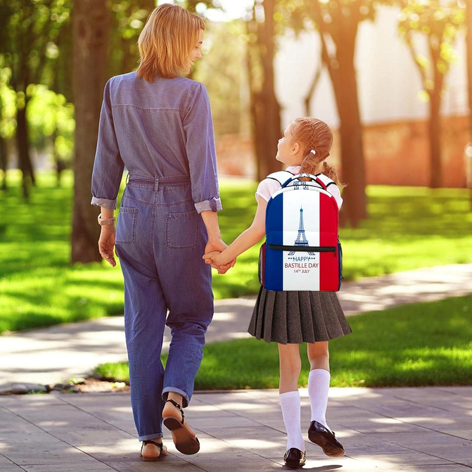 Happy Bastille Day Backpack Students Shoulder Bags Travel Bag College School Tote Backpacks image number 3