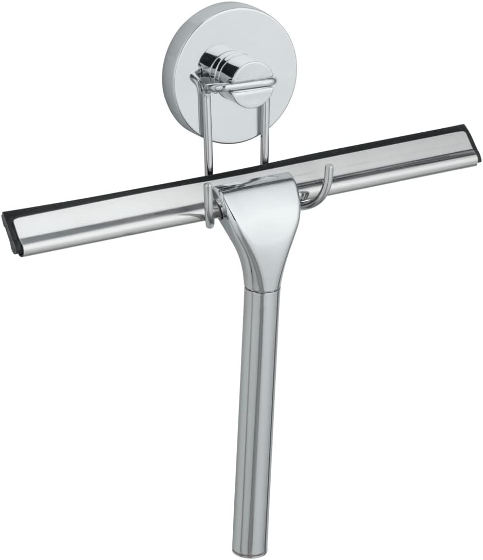WENKO Squeegee for Shower Glass Door with Holder, Shower Squeegee for Shower Doors, Bathroom Squeegee for Shower, Dimensions 9.8 X 8.5 X 2.4 Inch, Chrome