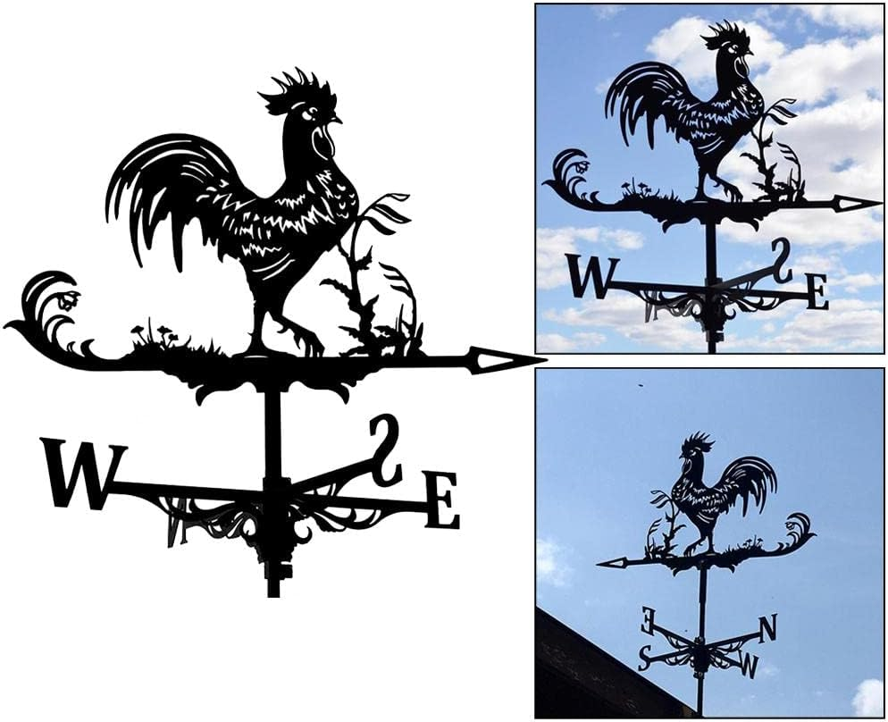 Blesiya Metal Rooster Weathervane Roof Mount Weather Vane Outdoor Farm Barn Ornament image number 1